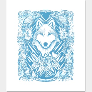 Darkness Pierce Wolf Blue Color Posters and Art